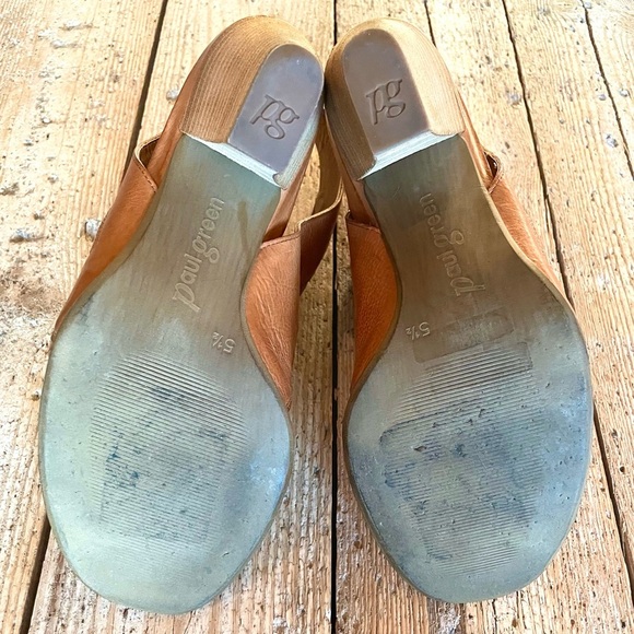 Paul Green Miranda Tan Leather Woven Peep Toe Booties Block Heel US 8 UK 5.5 - Picture 11 of 12